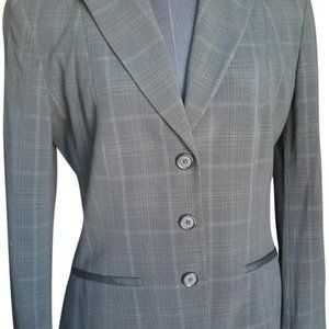 Tahari Greeinsh Black Plaid Fitted Suit Jacket